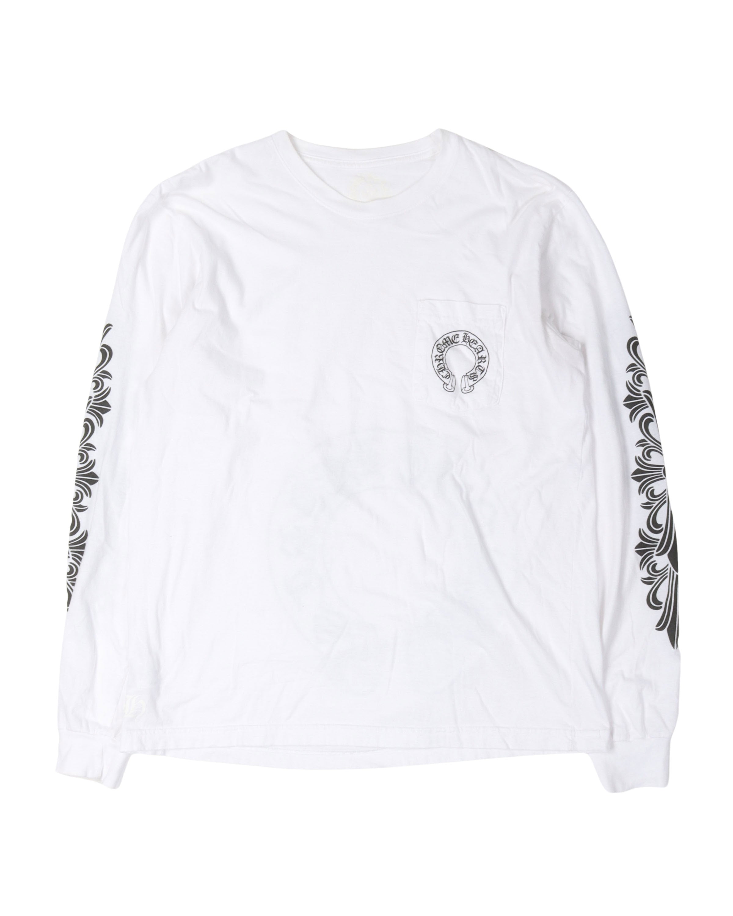 Horseshoe Logo Floral Long Sleeve Pocket T-Shirt