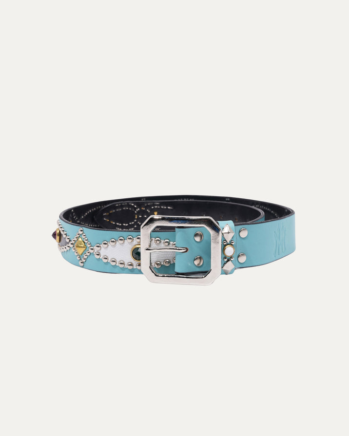 Studded Leather Lizard Inlay Belt