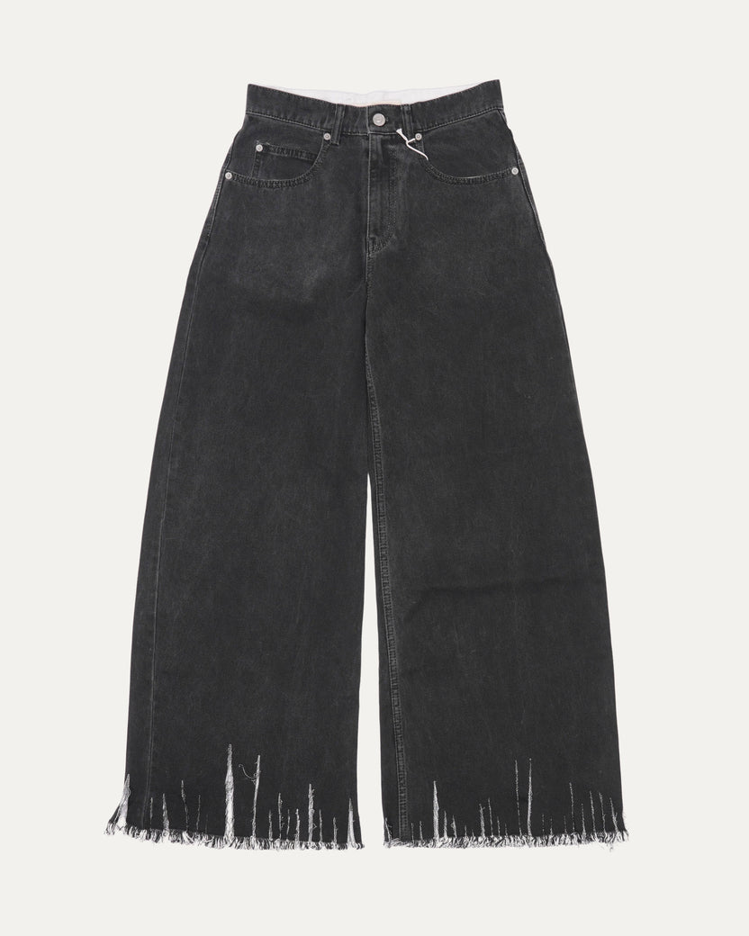 Wide-Leg Fringed Jeans