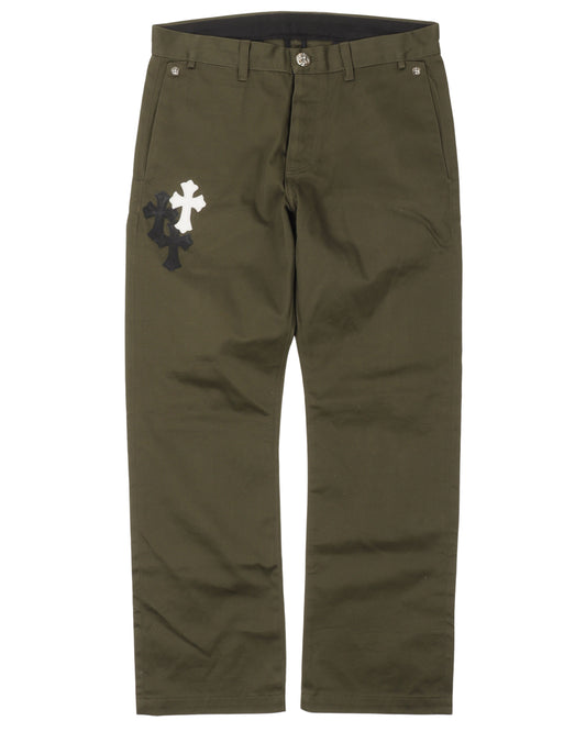 Leather Cross Patch Chino Pants