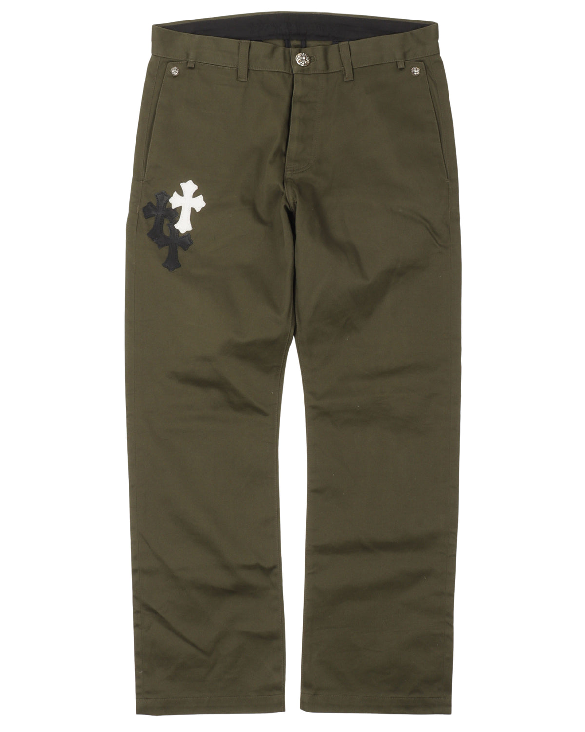 Leather Cross Patch Chino Pants