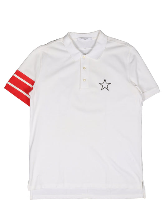 Striped Sleeve Star Logo Polo Shirt