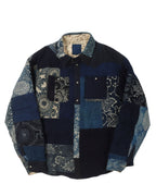 Indigo Kerchief Patchwork Down Jackets