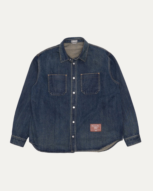 Leather Detail Denim Shirt