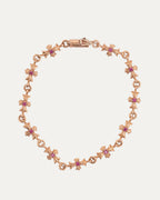 Gold Pink Sapphire Tiny E Bracelet