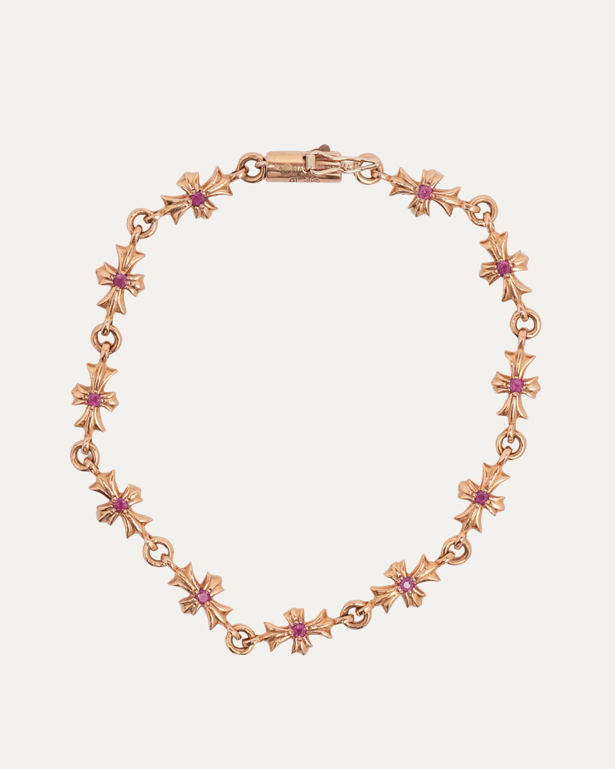 Gold Pink Sapphire Tiny E Bracelet