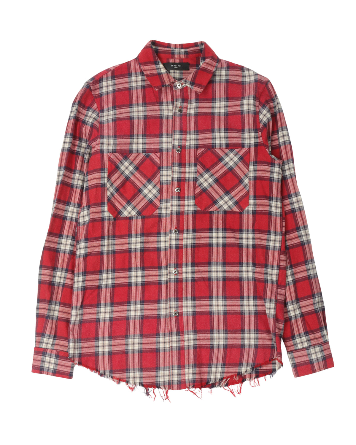 Raw Hem Flannel Shirt