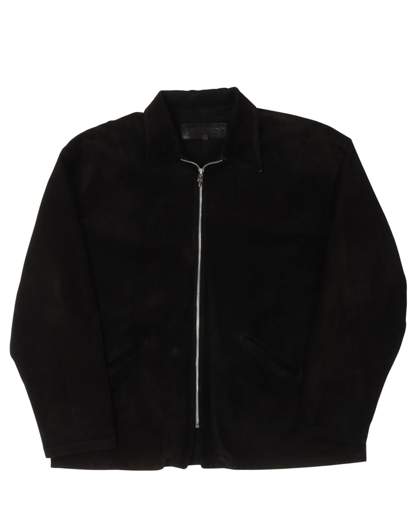 Suede Leather Zip Up Jacket