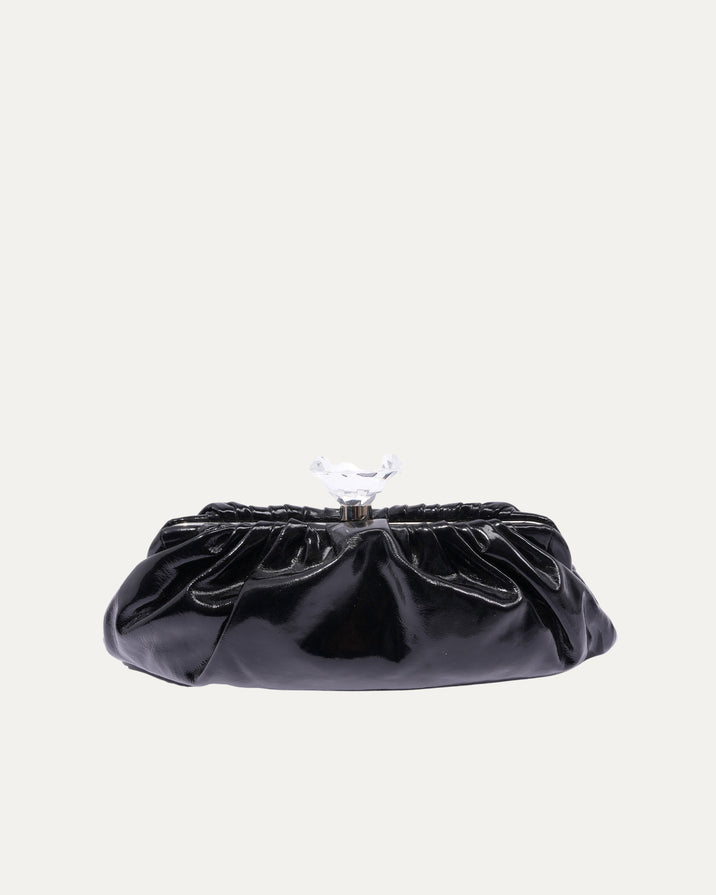 Patent Leather Diamond Clutch Bag