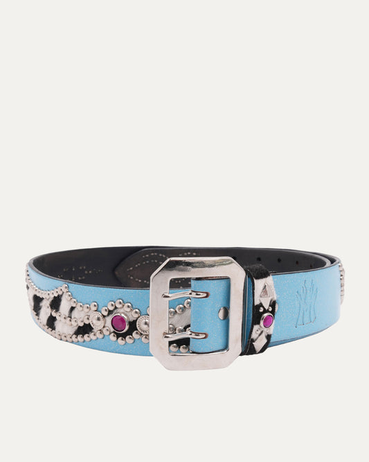 Studded Zebra Inlay Belt
