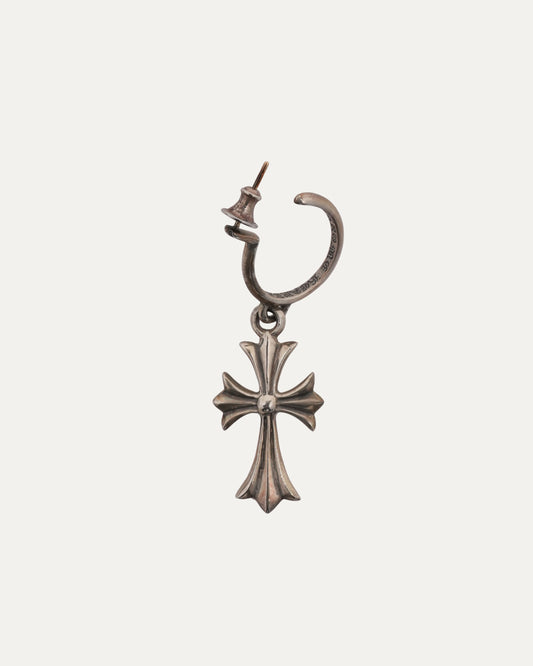 Hoop Earring with Tiny Fat Cross