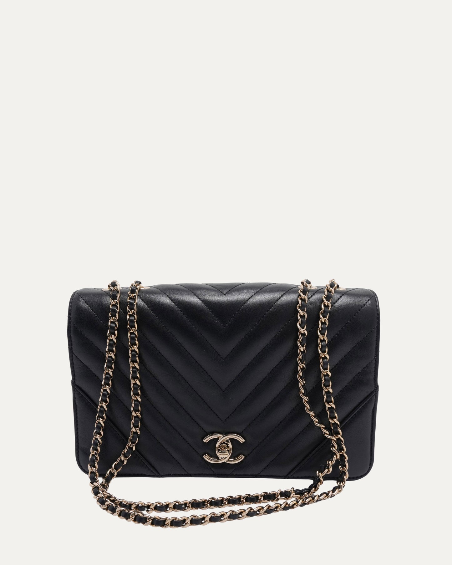Chevron Quilted Statement Flap Bag