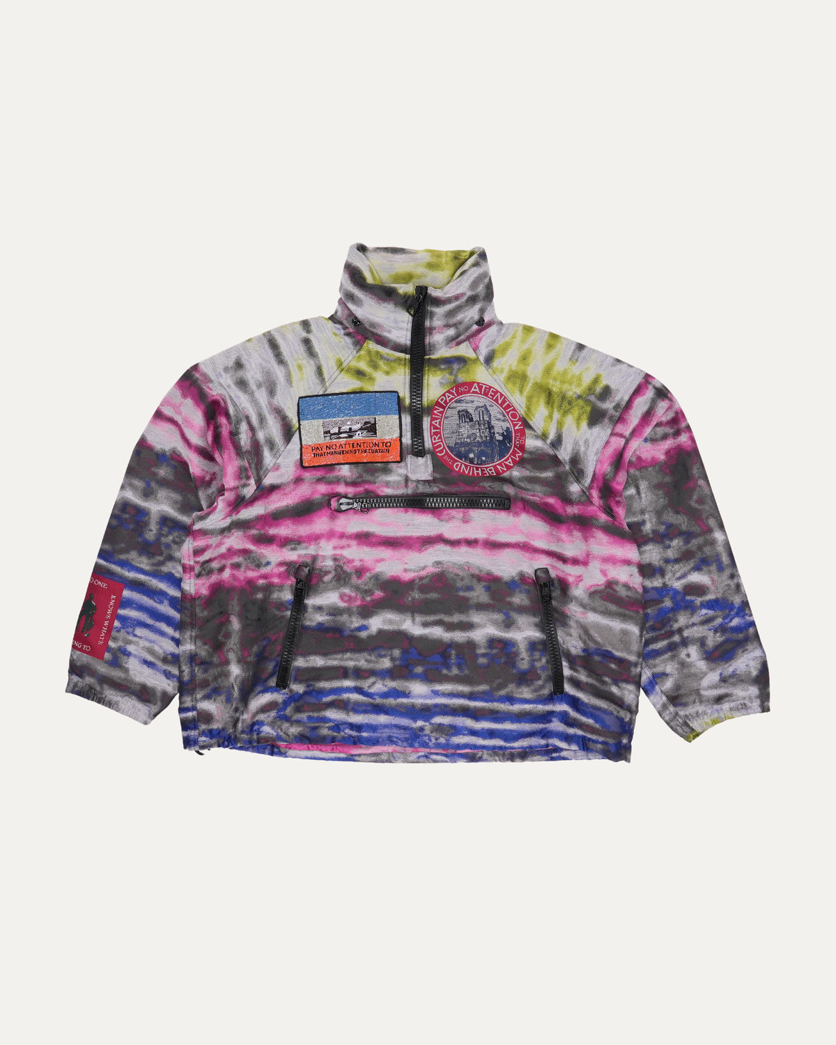 Tie Dye Beaded Appliqué Quarter Zip Pullover