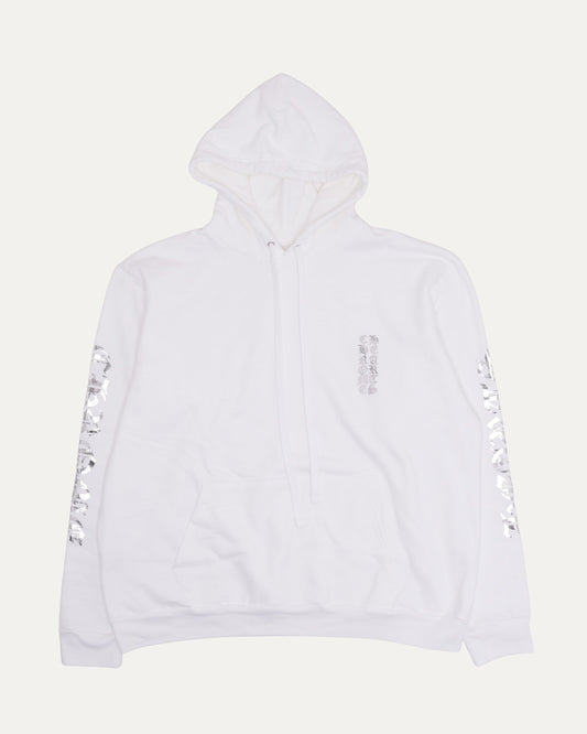 Metallic Print Vertical Logo Hoodie