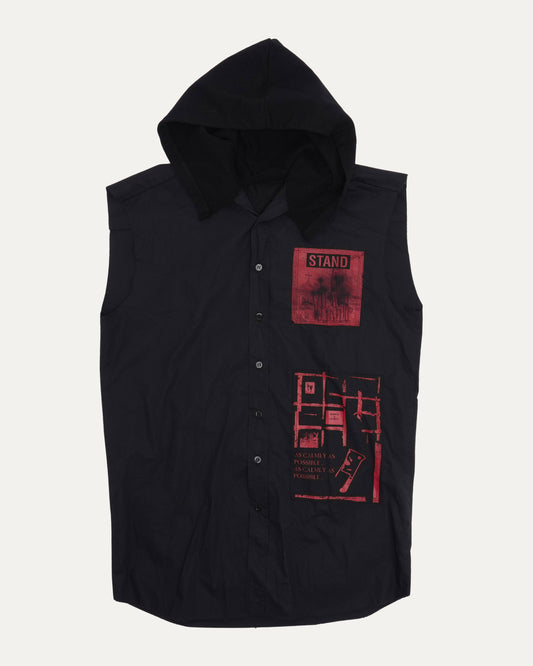 Redux Sleeveless Hooded Shirt With Patches