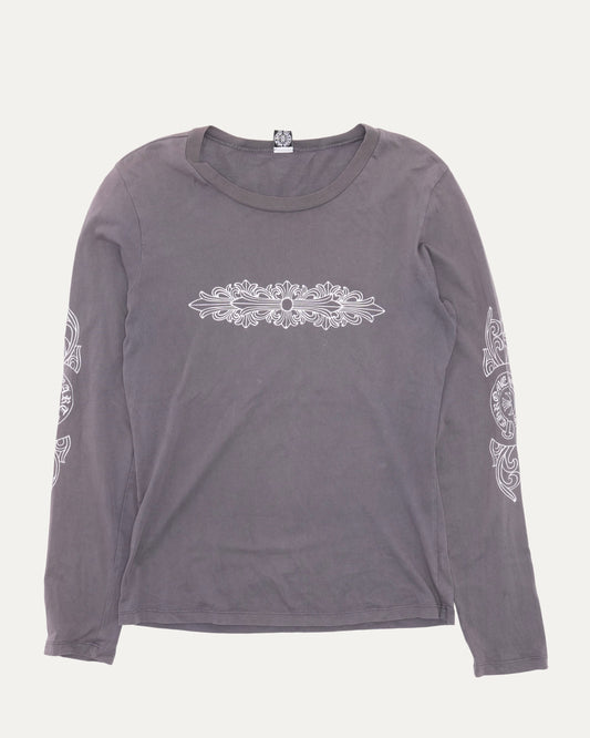 Vintage Floral Cross Long Sleeve T-Shirt