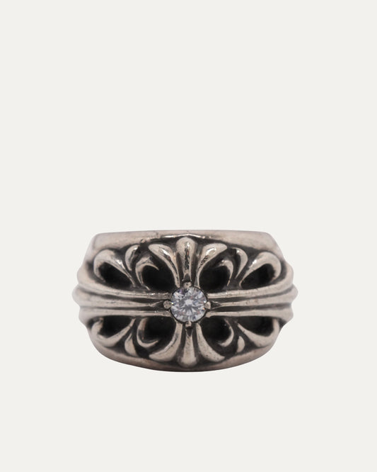 Diamond Floral Cross Ring