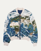 Earth Map Silk Blend Bomber Jacket