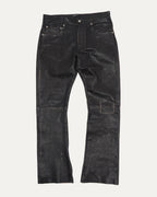 Crust Repaired Leather Flare Jeans