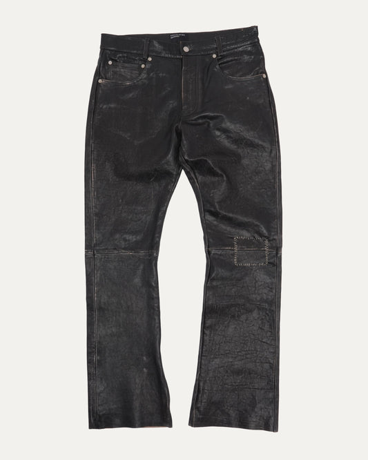 Crust Repaired Leather Flare Jeans