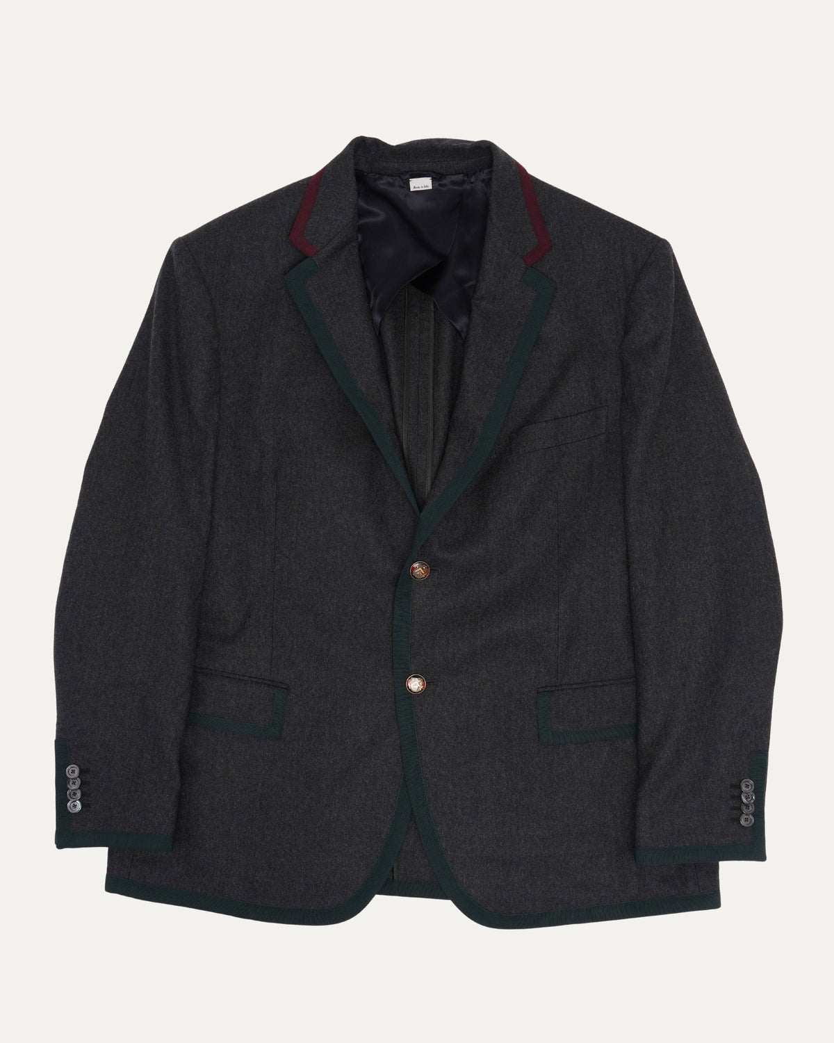 Contrast Trim Wool Blazer