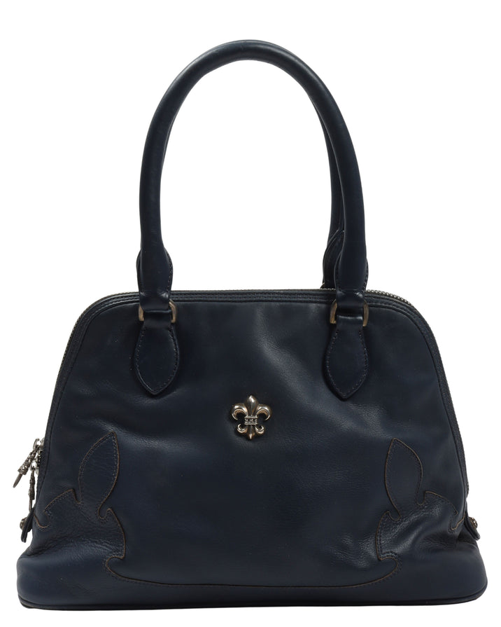 Leather "Fleur De Lis" Mini Bowling Bag