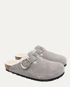 Dagger Embellished Birkenstock Boston Shearling Lined Suede Mule