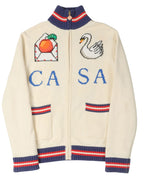 Roll Neck Intarsia Knit Cardigan
