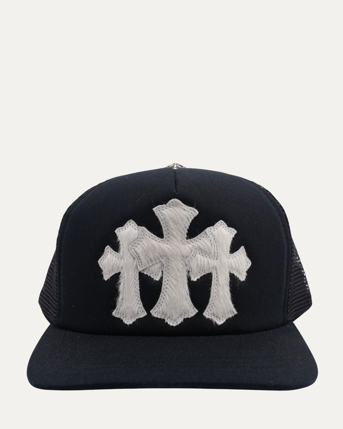 Pony Hair Cemetery Cross Patch Trucker Hat