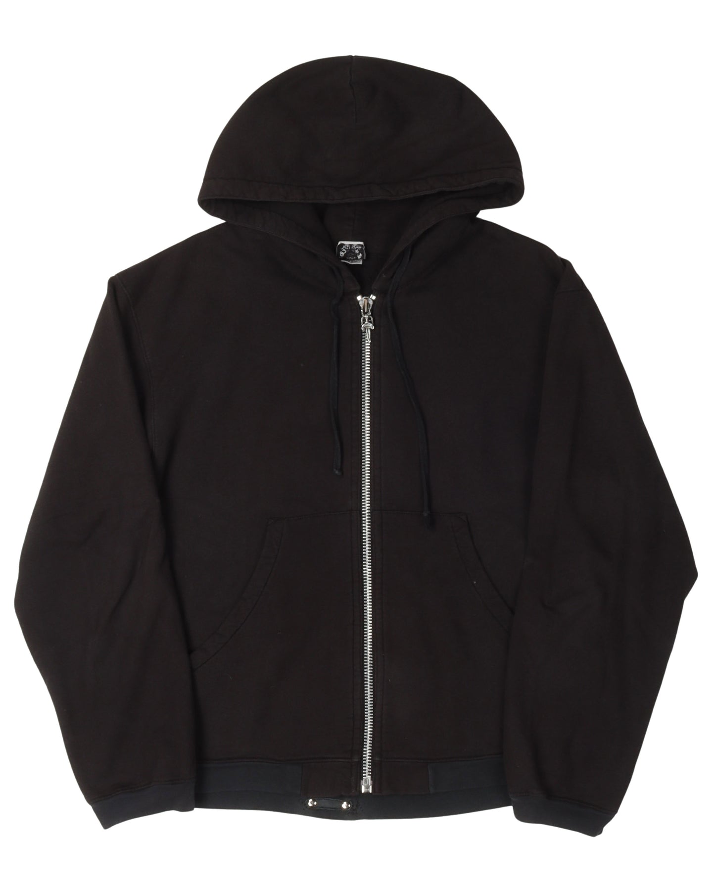 Vintage Leather Horseshoe Logo Zip-Up Hoodie