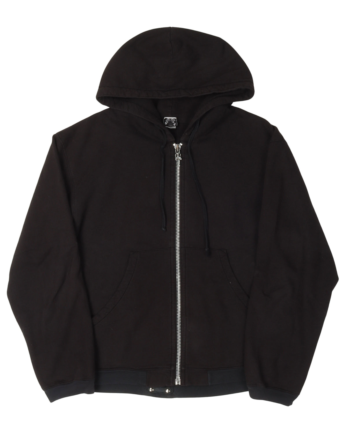 Vintage Leather Horseshoe Logo Zip-Up Hoodie