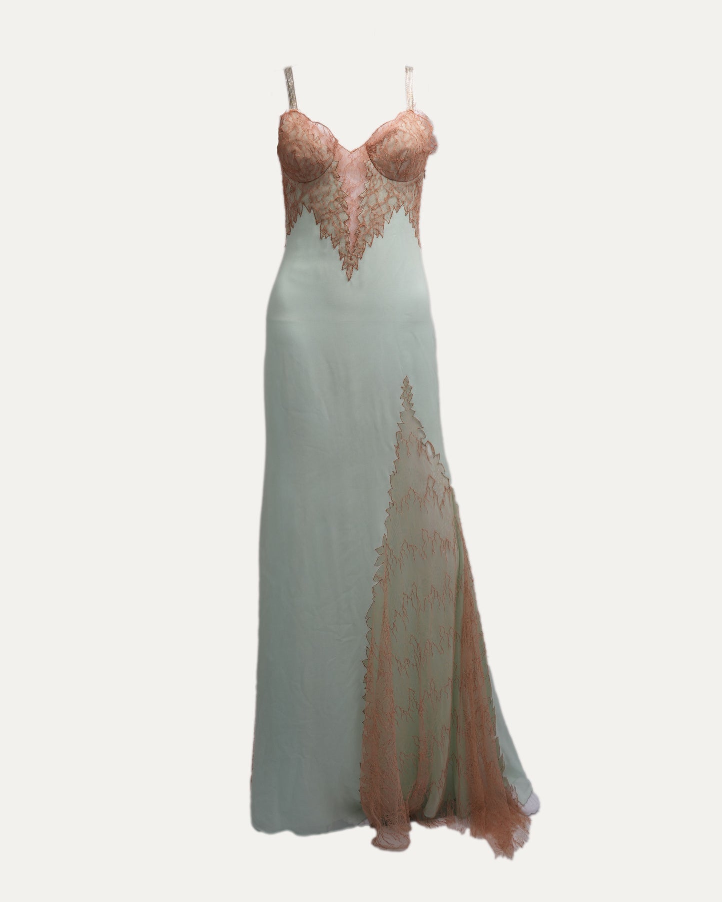 SS 2003 Silk And Lace Gown With Chainmail Straps