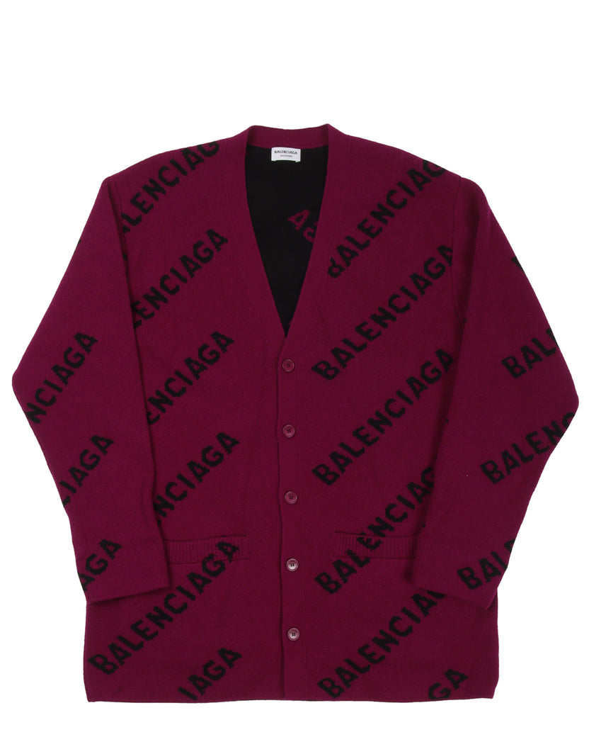All Over Logo Cardigan Sweater
