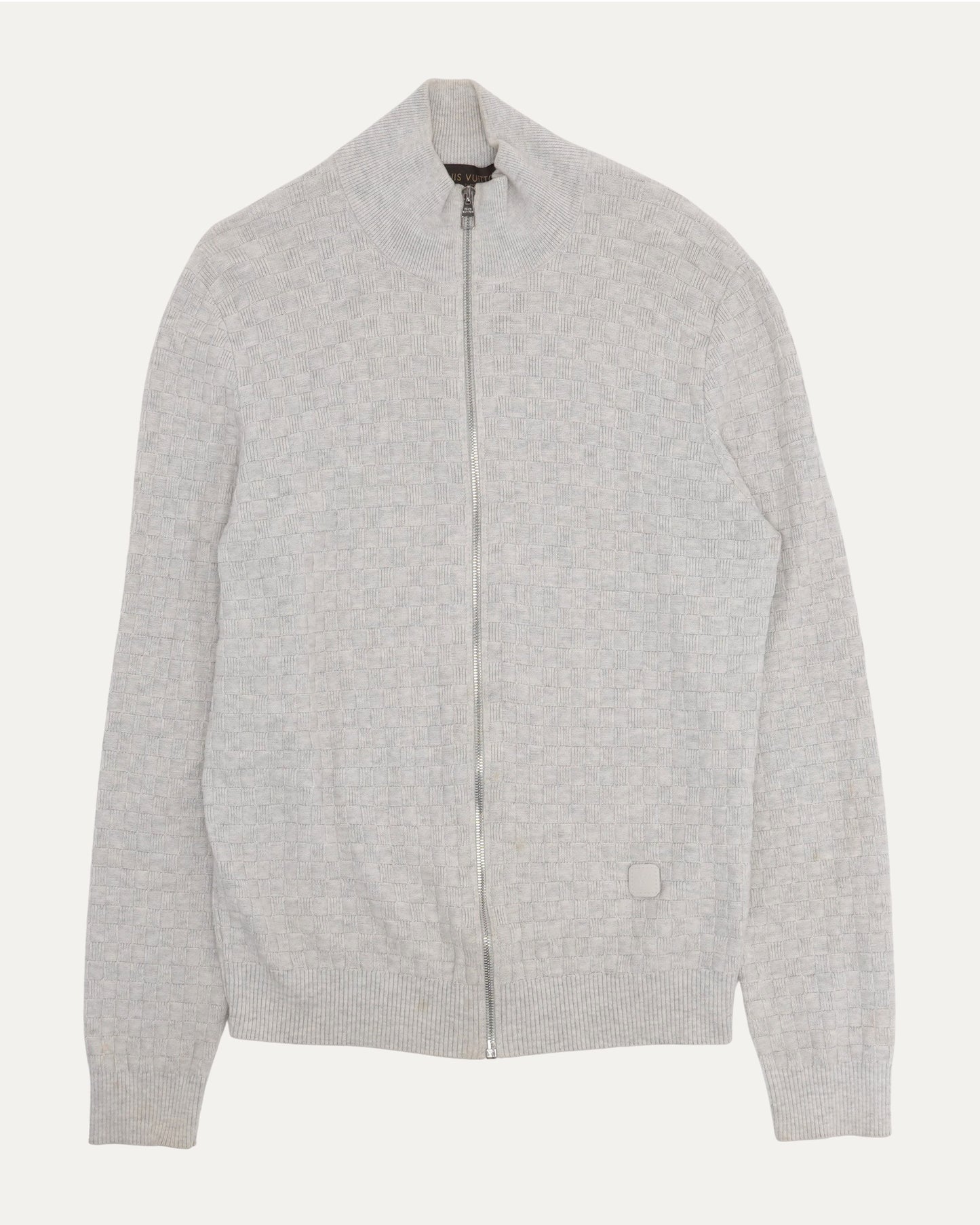 Wool Blend Damier Zip Sweater