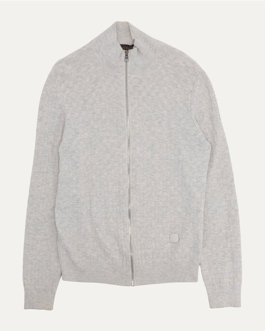 Wool Blend Damier Zip Sweater