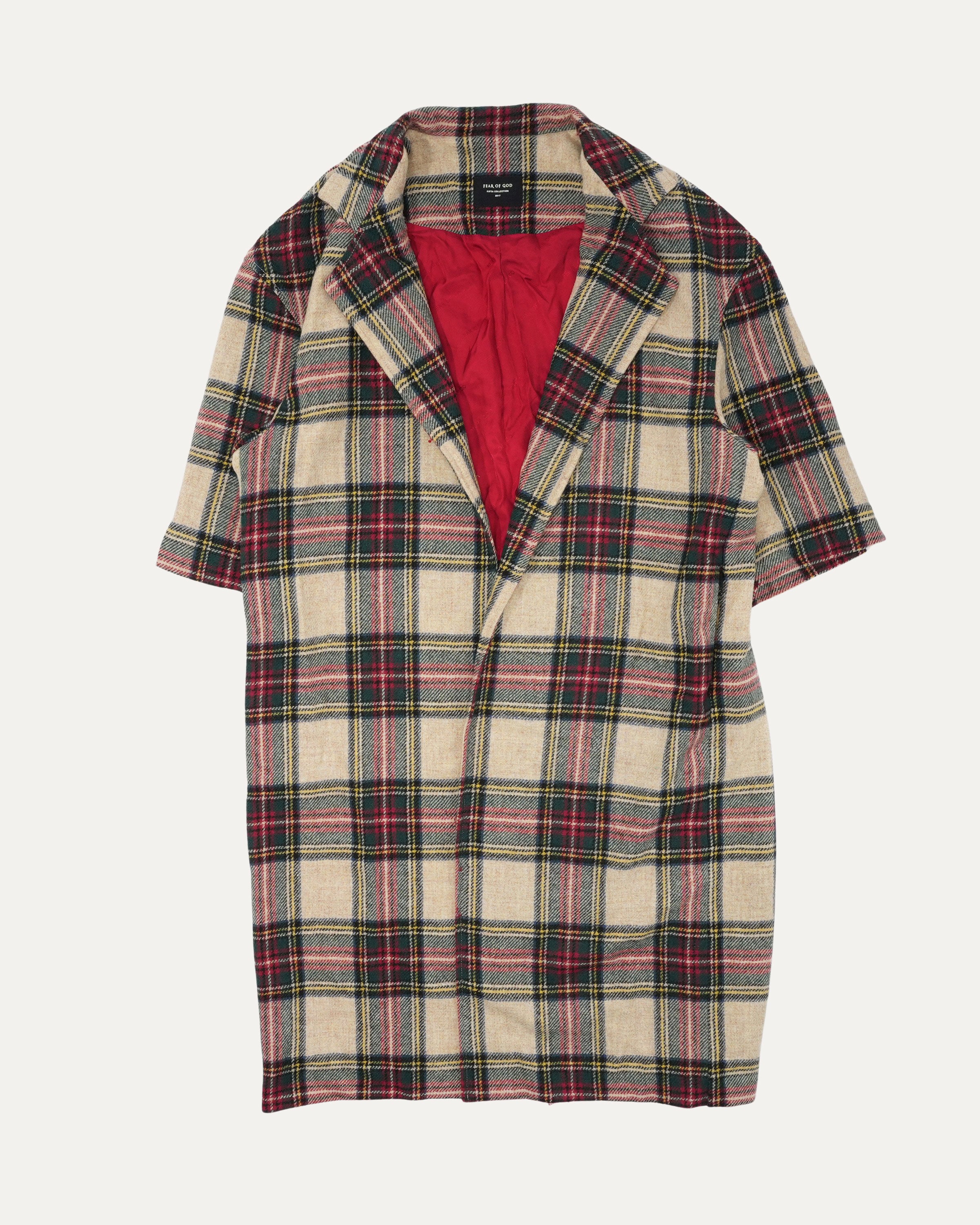 Short Sleeve Plaid Coat