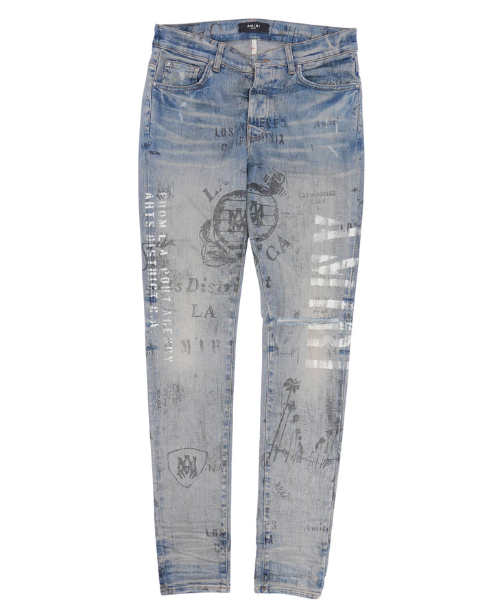 Military Stencil Skinny Jeans