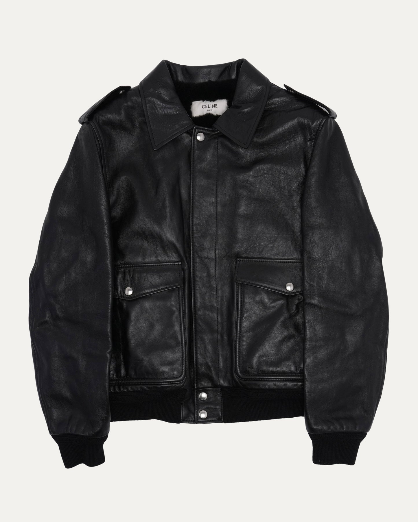 Aviator Boa Leather Jacket