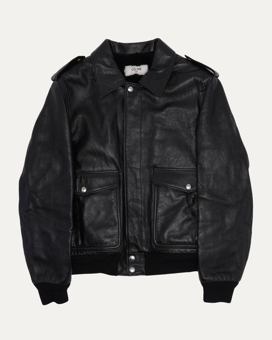 Aviator Boa Leather Jacket
