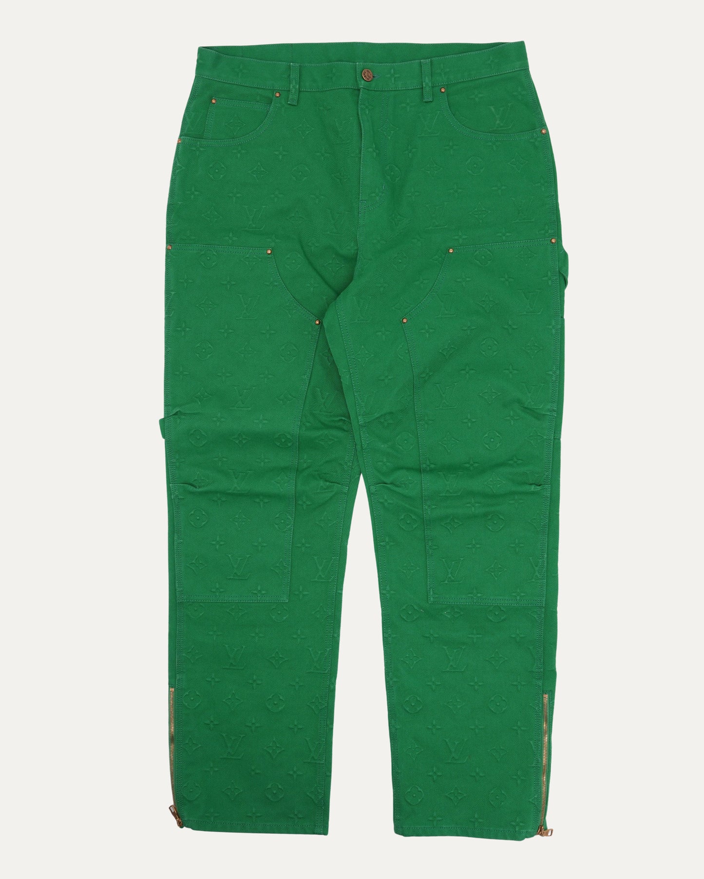 Monogram Embossed Double Knee Carpenter Pants