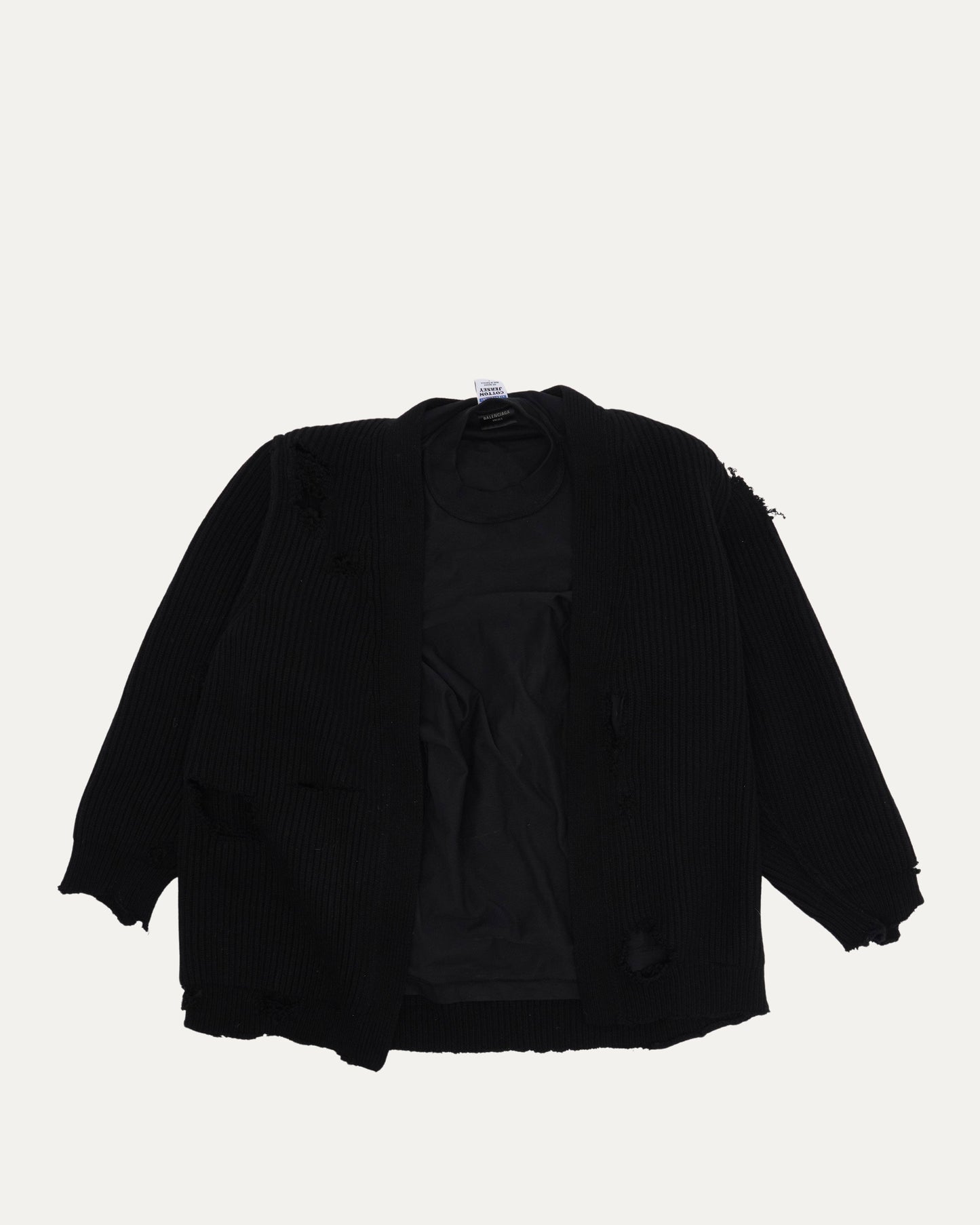 Distressed Layered T-Shirt Cardigan Sweater