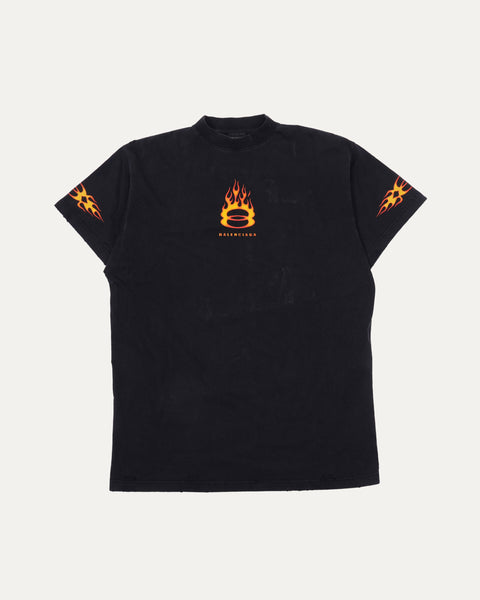 品格 バレンシアガ スウェットシャツ BURNING UNITY ロゴ 都会的 BALENCIAGA - Burning Unity Tee Washed Out Black – Anrosa Store