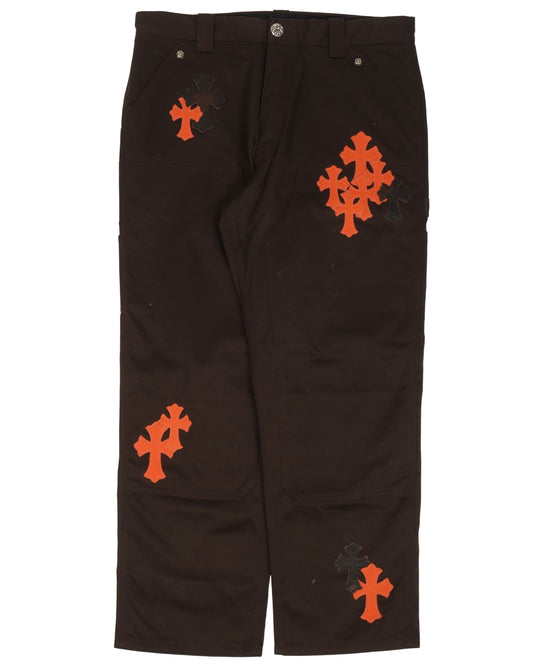 Leather Cross Carpenter Double Knee Pants