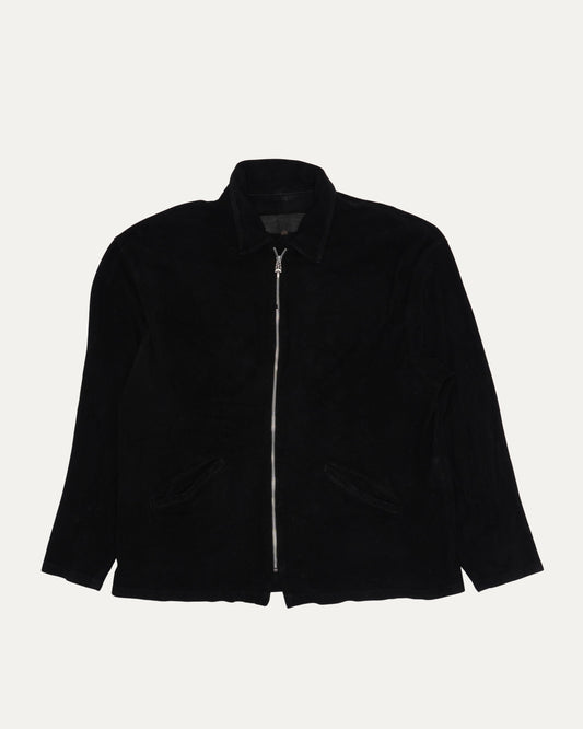 Suede Fleur Zip Up Jacket