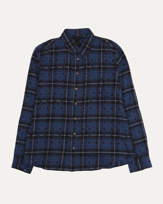 Monogram Cross Patch Loose Ends Flannel Shirt