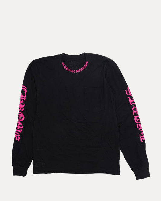 Neck Logo Long Sleeve Pocket T-Shirt