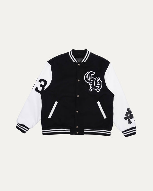 Cashmere and Leather Varsity Jacket