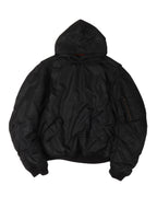 Nylon Hooded Pullover Bomber Jacket