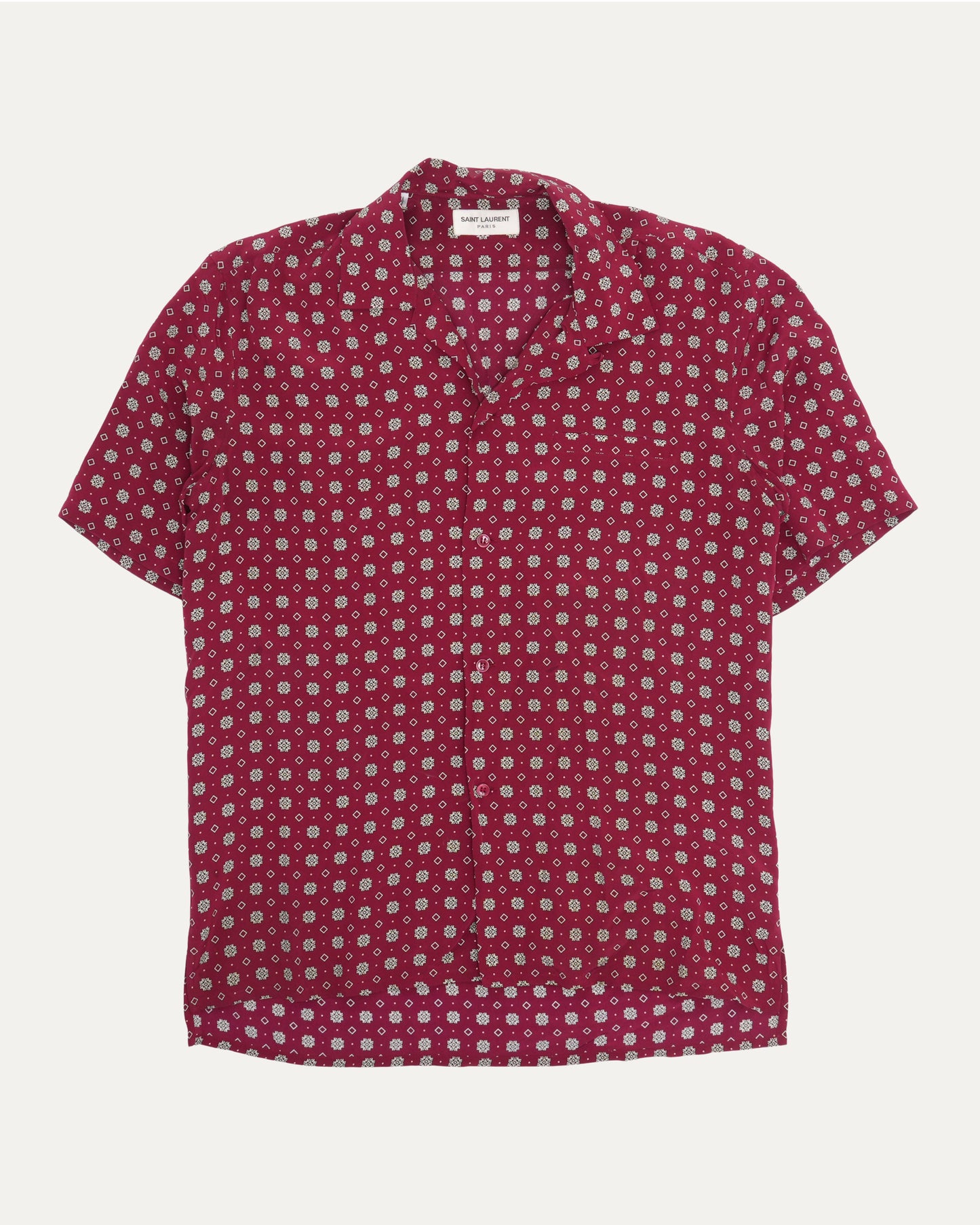 Silk Geometric Print Short Sleeve Shirt