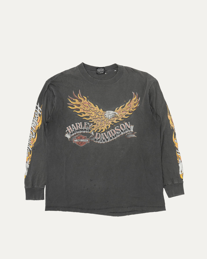 Harley Davidson Indianapolis Flame Eagle Long Sleeve T-Shirt